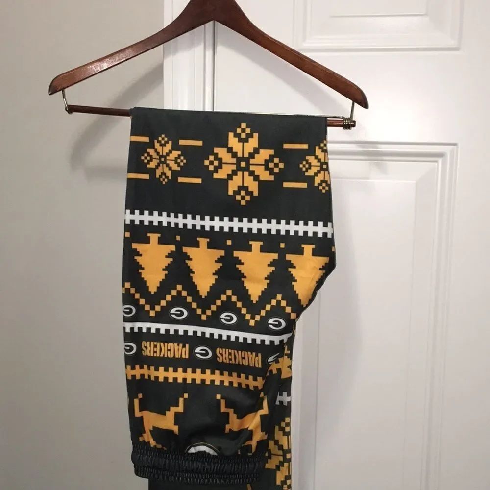 Green Bay Packers NFL Snowflake Winter theme lounge pants casual sleep unisex M